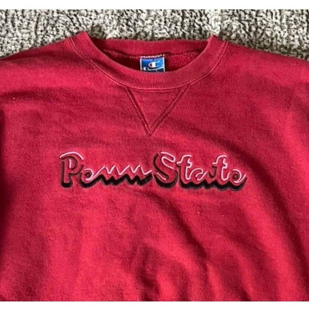 Vintage 90s Champion Penn State Script Sweatshirt XL Red